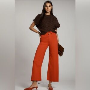 Maeve Ettie red cropped stretch denim